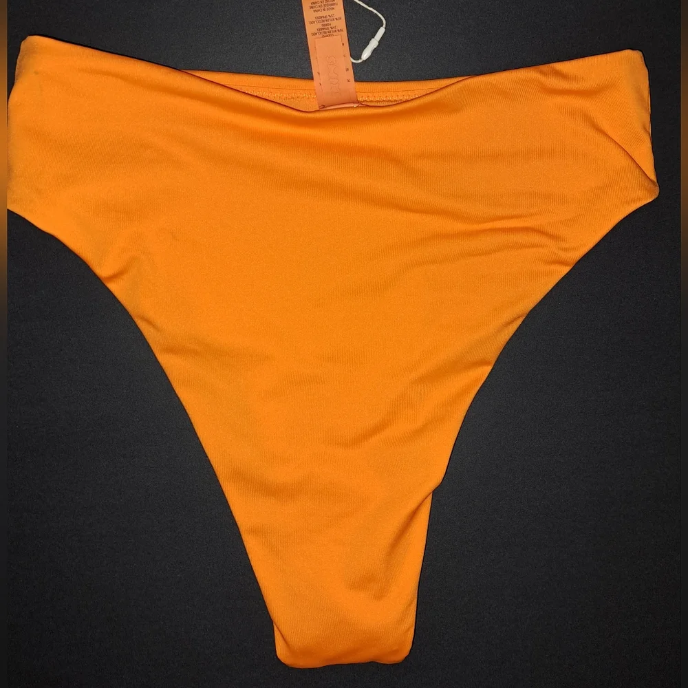 🧡NWT SKIMS Swim Mid Waist Bottoms Full Coverage Bikini Swimsuit ORANGE XXS